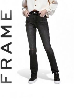 FRAME LE SYLVIE JEANS, SZ-30, BLACK, WILKINSON RIPS, Brand New!